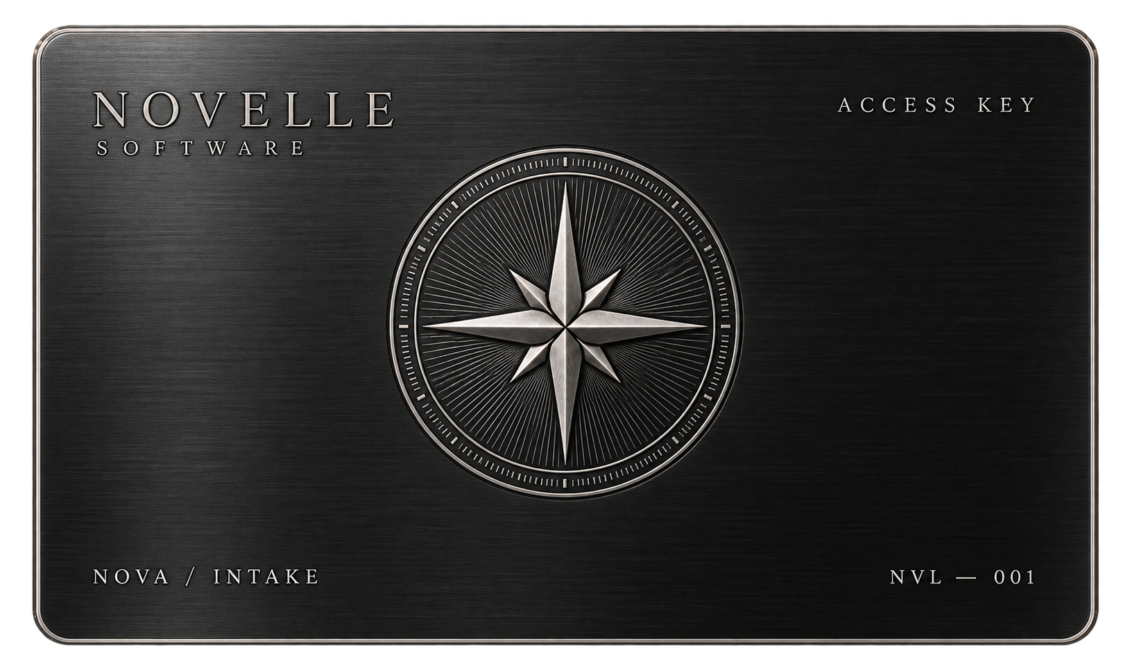 Graphite titanium Novelle access key with a finely engraved silver star medallion